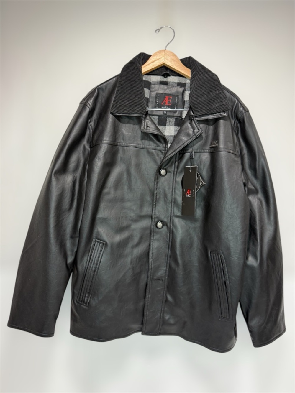 AE Emporio di Milano Black Jacket Soft Faux Leather Made In Italy Size XXL NWT